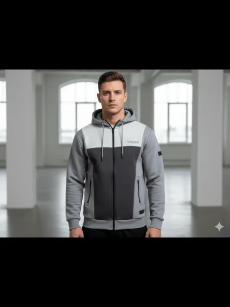 -9 peak grey black hoodie